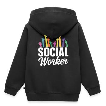 Travailleur social Travail social Profession de travailleur social - Sweat Premium à capuche enfant bio - noir - Dos - AI Model Kid Male (0cm)