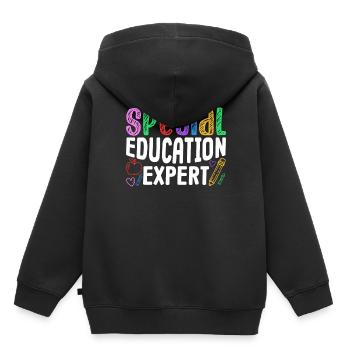 Expert en éducation spécialisée Enseignants en éducation spécialisée Éducation spécialisée - Sweat Premium à capuche enfant bio - noir - Dos - AI Model Kid Male (0cm)