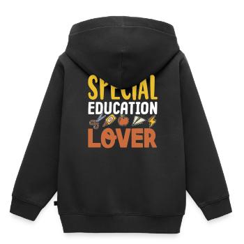Amoureux de l’éducation spécialisée Enseignants en éducation spécialisée - Sweat Premium à capuche enfant bio - noir - Dos - AI Model Kid Male (0cm)