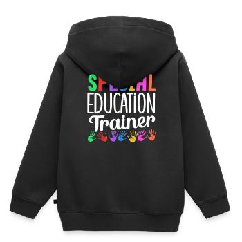 Formateur en éducation spécialisée Enseignant en éducation spécialisée - Sweat Premium à capuche enfant bio - noir - Dos - AI Model Kid Male (0cm)