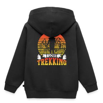 J’adore le trekking randonneurs - Sweat Premium à capuche enfant bio - noir - Dos - AI Model Kid Male (0cm)
