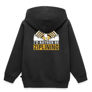 I'd Rather Be Ziplining Zipline Seilrutsche Sport - Kinder Premium Organic Hoodie - Schwarz - Hinten - AI Model Kid Male (0cm)