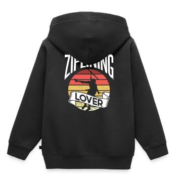 Ziplining Liebhaber Seilrutsche Sport Zipline - Kinder Premium Organic Hoodie - Schwarz - Hinten - AI Model Kid Male (0cm)
