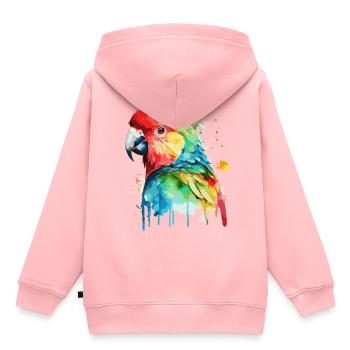 Watercolor Red Macaw Parrot Colorful Bird Lovers - Kinder Premium Organic Hoodie - Rosa - Hinten - AI Model Kid Female (0cm)