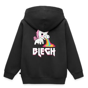 Blegh Heavy Metal Metalcore Licorne - Sweat Premium à capuche enfant bio - noir - Dos - AI Model Kid Male (0cm)