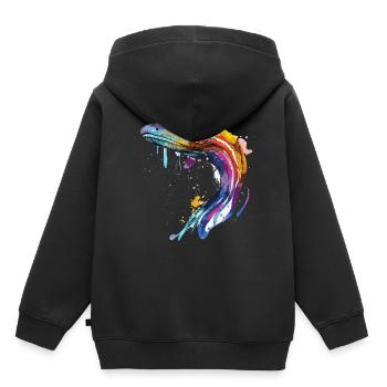 Aquarelle Anguille colorée Pêche en eau douce Plein air - Sweat Premium à capuche enfant bio - noir - Dos - AI Model Kid Male (0cm)