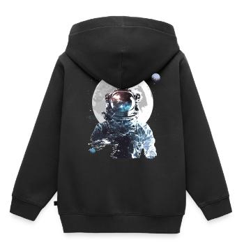 Astronaut Full Moon Galaxy Spaceman Astronomy - Kinder Premium Organic Hoodie - Schwarz - Hinten - AI Model Kid Male (0cm)