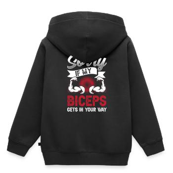 Tut Mir Leid Wenn Mein Bizeps Dir Im Weg Ist - Kinder Premium Organic Hoodie - Schwarz - Hinten - AI Model Kid Male (0cm)