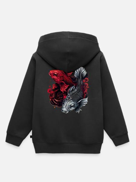 Pisces Koi Fish Zodiac Astrology Sign Japanese Aes - Kinder Premium Organic Hoodie - Schwarz