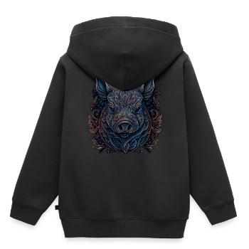 Signe du zodiaque cochon Nouvel An chinois du sanglier Astro - Sweat Premium à capuche enfant bio - noir - Dos - AI Model Kid Male (0cm)