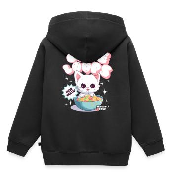 Céréales Cute Loops Kawaii Cat Cornflakes - Sweat Premium à capuche enfant bio - noir - Dos - AI Model Kid Male (0cm)