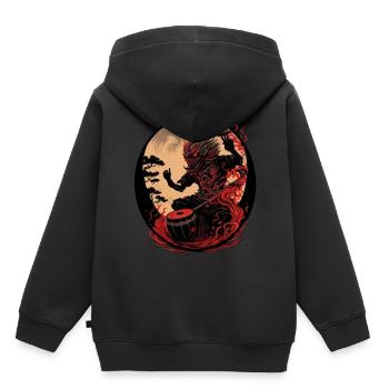 Ancienne divinité japonaise Kaijin Shinto Dieu japonais - Sweat Premium à capuche enfant bio - noir - Dos - AI Model Kid Male (0cm)