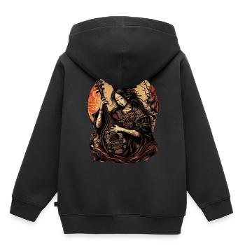 Ancienne divinité japonaise Benzaiten bouddhiste Shinto Kami - Sweat Premium à capuche enfant bio - noir - Dos - AI Model Kid Male (0cm)
