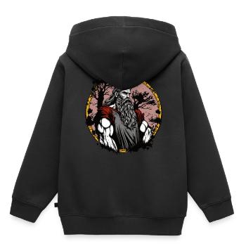Bragi Divinité nordique Mythologie Viking Dieu de la poésie - Sweat Premium à capuche enfant bio - noir - Dos - AI Model Kid Male (0cm)