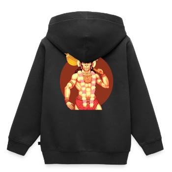 Dieu hindou Hanuman Singe Divinité de la sagesse Hindouisme - Sweat Premium à capuche enfant bio - noir - Dos - AI Model Kid Male (0cm)