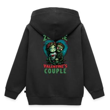 Zombie Valentines Couple Cute Anime Chibi Zombies - Kinder Premium Organic Hoodie - Schwarz - Hinten - AI Model Kid Male (0cm)