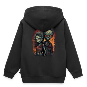 Creepy Zombie Couple Apocalyptic Horror Valentine' - Kinder Premium Organic Hoodie - Schwarz - Hinten - AI Model Kid Male (0cm)