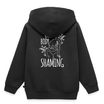 Honte corporelle Arrêtez la honte corporelle Arrêtez d’ennuyer - Sweat Premium à capuche enfant bio - noir - Dos - AI Model Kid Male (0cm)