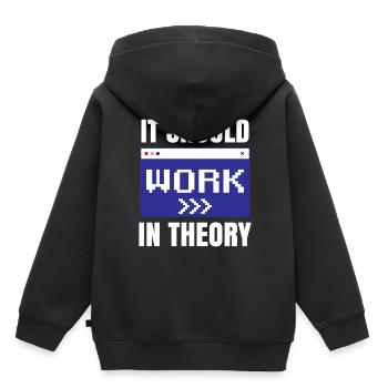 In Der Theorie Sollte Es Funktionieren Coding Code - Kinder Premium Organic Hoodie - Schwarz - Hinten - AI Model Kid Male (0cm)