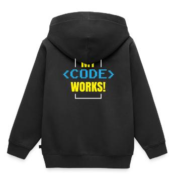 Mein Code Funktioniert Programmieren Coding Coder - Kinder Premium Organic Hoodie - Schwarz - Hinten - AI Model Kid Male (0cm)