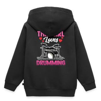 Cette fille adore jouer du tambour - Sweat Premium à capuche enfant bio - noir - Dos - AI Model Kid Male (0cm)