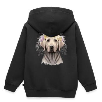 Mignon Labrador Retriever Fleur Couronne Chien de compagnie Flora - Sweat Premium à capuche enfant bio - noir - Dos - AI Model Kid Male (0cm)