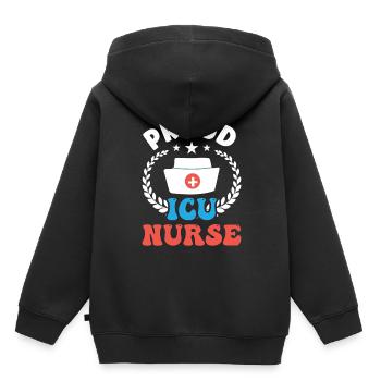 Fière infirmière en soins intensifs - Sweat Premium à capuche enfant bio - noir - Dos - AI Model Kid Male (0cm)