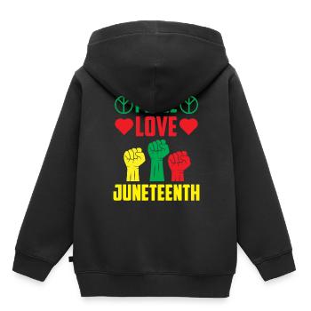 Peace Love Juneteenth Black African American - Sweat Premium à capuche enfant bio - noir - Dos - AI Model Kid Male (0cm)