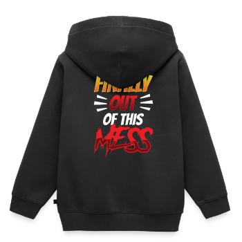 Enfin sortis du mess les retraités - Sweat Premium à capuche enfant bio - noir - Dos - AI Model Kid Male (0cm)
