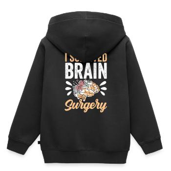 J’ai survécu à une chirurgie du cerveau Chirurgie du cerveau - Sweat Premium à capuche enfant bio - noir - Dos - AI Model Kid Male (0cm)