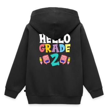 Hallo Klasse 2 Schule Zweitklässler Zweite Klasse - Kinder Premium Organic Hoodie - Schwarz - Hinten - AI Model Kid Male (0cm)