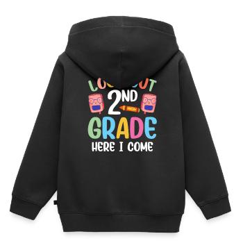 Achtung Zweite Klasse Ich Komme Zweitklässler - Kinder Premium Organic Hoodie - Schwarz - Hinten - AI Model Kid Male (0cm)