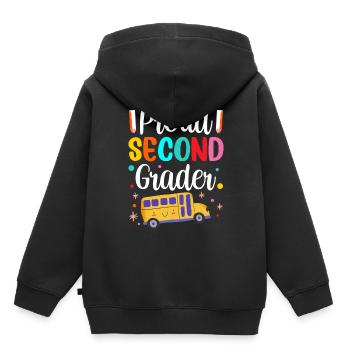 Stolzer Zweitklässler Lehrer Schule Zweite Klasse - Kinder Premium Organic Hoodie - Schwarz - Hinten - AI Model Kid Male (0cm)
