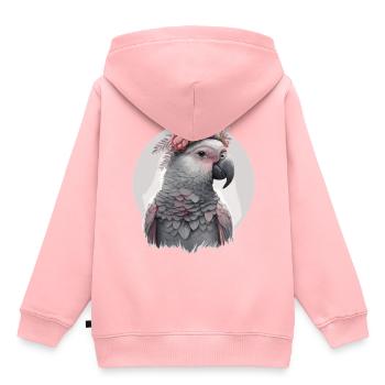 Aquarelle Africaine Gris Perroquet Fleur Cr - Sweat Premium à capuche enfant bio - rose - Dos - AI Model Kid Female (0cm)