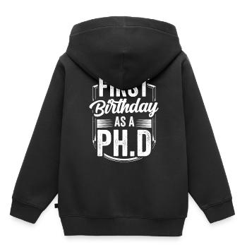 Erster Geburtstag Als Doktorand Sprüche Schwanger - Kinder Premium Organic Hoodie - Schwarz - Hinten - AI Model Kid Male (0cm)