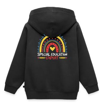 Expert en éducation spécialisée Enseignante en éducation spécialisée - Sweat Premium à capuche enfant bio - noir - Dos - AI Model Kid Male (0cm)