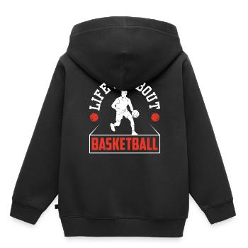 La vie tourne autour de l’équipe de basketteurs - Sweat Premium à capuche enfant bio - noir - Dos - AI Model Kid Male (0cm)