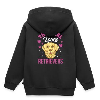Cette fille aime le chien retriever retrievers - Sweat Premium à capuche enfant bio - noir - Dos - AI Model Kid Male (0cm)