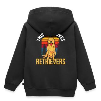Ce garçon aime le chien retriever retrievers - Sweat Premium à capuche enfant bio - noir - Dos - AI Model Kid Male (0cm)