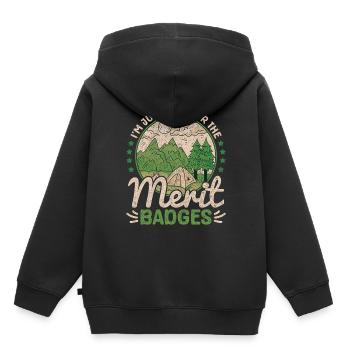 Insigne scout scout chef scout - Sweat Premium à capuche enfant bio - noir - Dos - AI Model Kid Male (0cm)