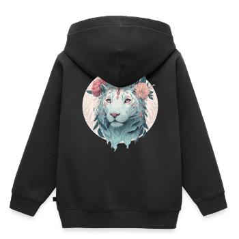 Safari à l’aquarelle de la couronne de tigre du Bengale blanc - Sweat Premium à capuche enfant bio - noir - Dos - AI Model Kid Male (0cm)