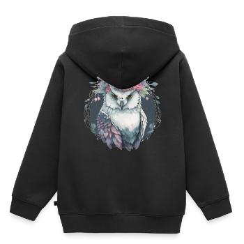 Fang des neiges mignon Fleur Fleur Couronne Oiseaux floraux - Sweat Premium à capuche enfant bio - noir - Dos - AI Model Kid Male (0cm)