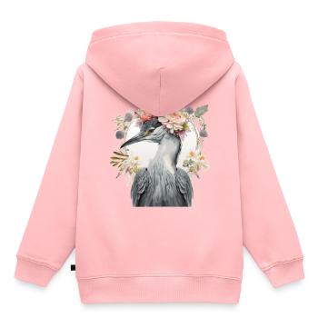 Watercolor Heron Freshwater Bird Flower Crown Flor - Kids Premium Organic Hoodie - rose - Back - AI Model Kid Female (0cm)
