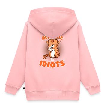 Allergique aux idiots - Sweat Premium à capuche enfant bio - rose - Dos - AI Model Kid Female (0cm)