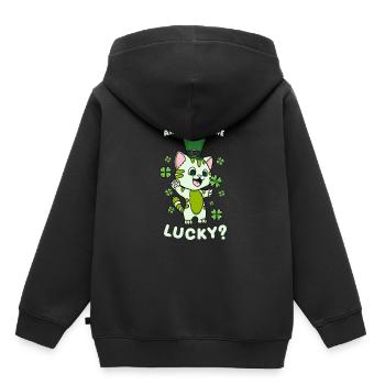 Sind Sie ein Glückspilz? - Kinder Premium Organic Hoodie - Schwarz - Hinten - AI Model Kid Male (0cm)