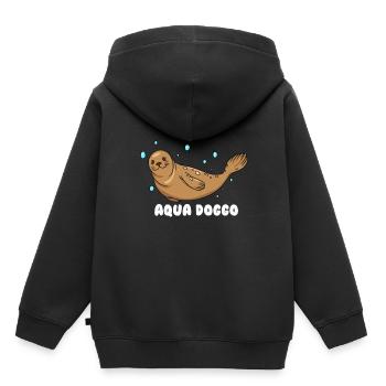 Aqua Doggo - Sweat Premium à capuche enfant bio - noir - Dos - AI Model Kid Male (0cm)