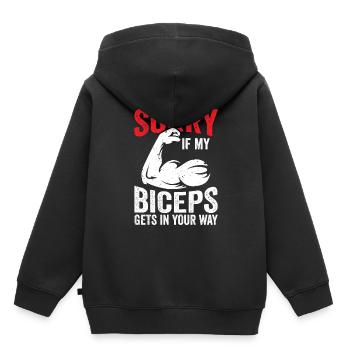 Tut Mir Leid Wenn Mein Bizeps Dir Im Weg Ist - Kinder Premium Organic Hoodie - Schwarz - Hinten - AI Model Kid Male (0cm)
