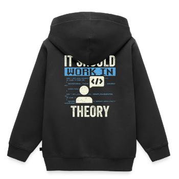 In Der Theorie Sollte Es Funktionieren Code Coding - Kinder Premium Organic Hoodie - Schwarz - Hinten - AI Model Kid Male (0cm)