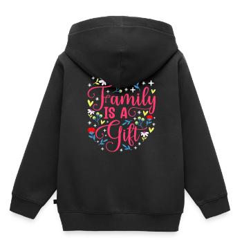 La famille est un cadeau lié aux réunions de famille - Sweat Premium à capuche enfant bio - noir - Dos - AI Model Kid Male (0cm)