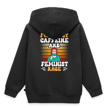 Angeheizt Durch Koffein Und Feministische Wut - Kinder Premium Organic Hoodie - Schwarz - Hinten - AI Model Kid Male (0cm)